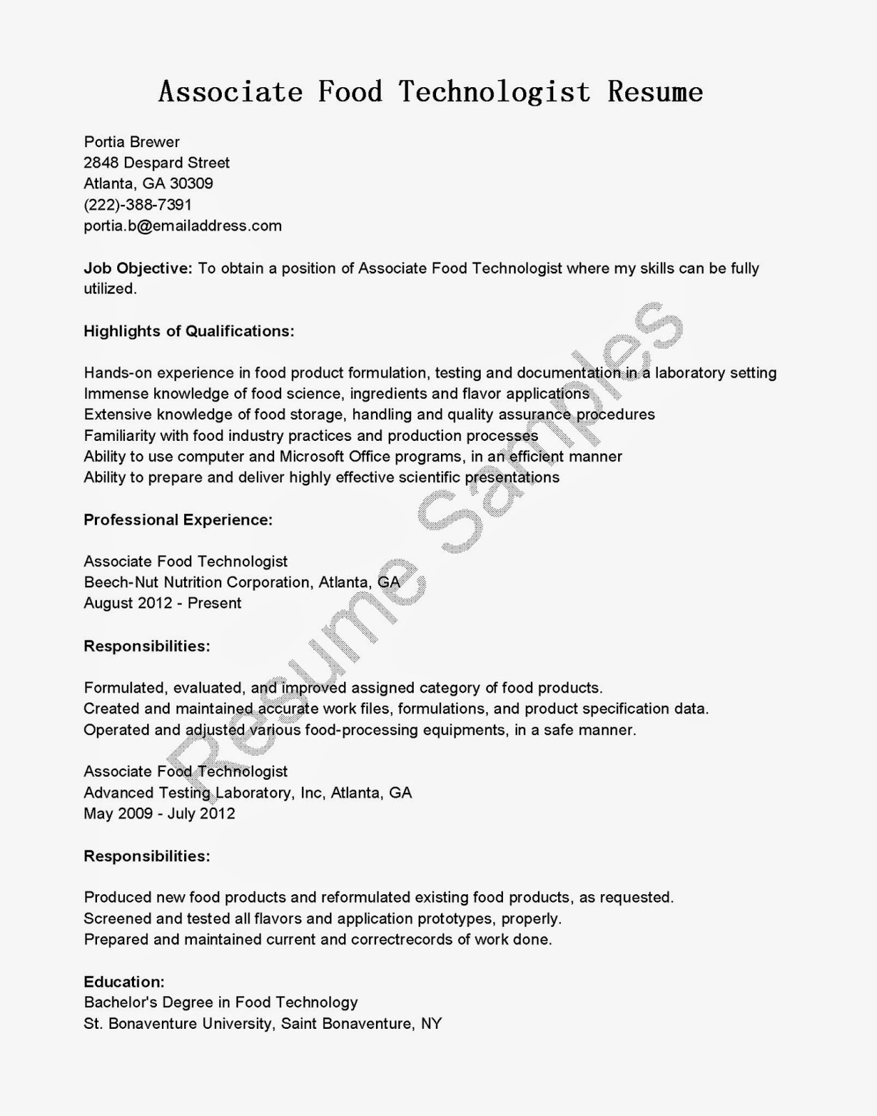 Sample resume for coffee shop supervisor